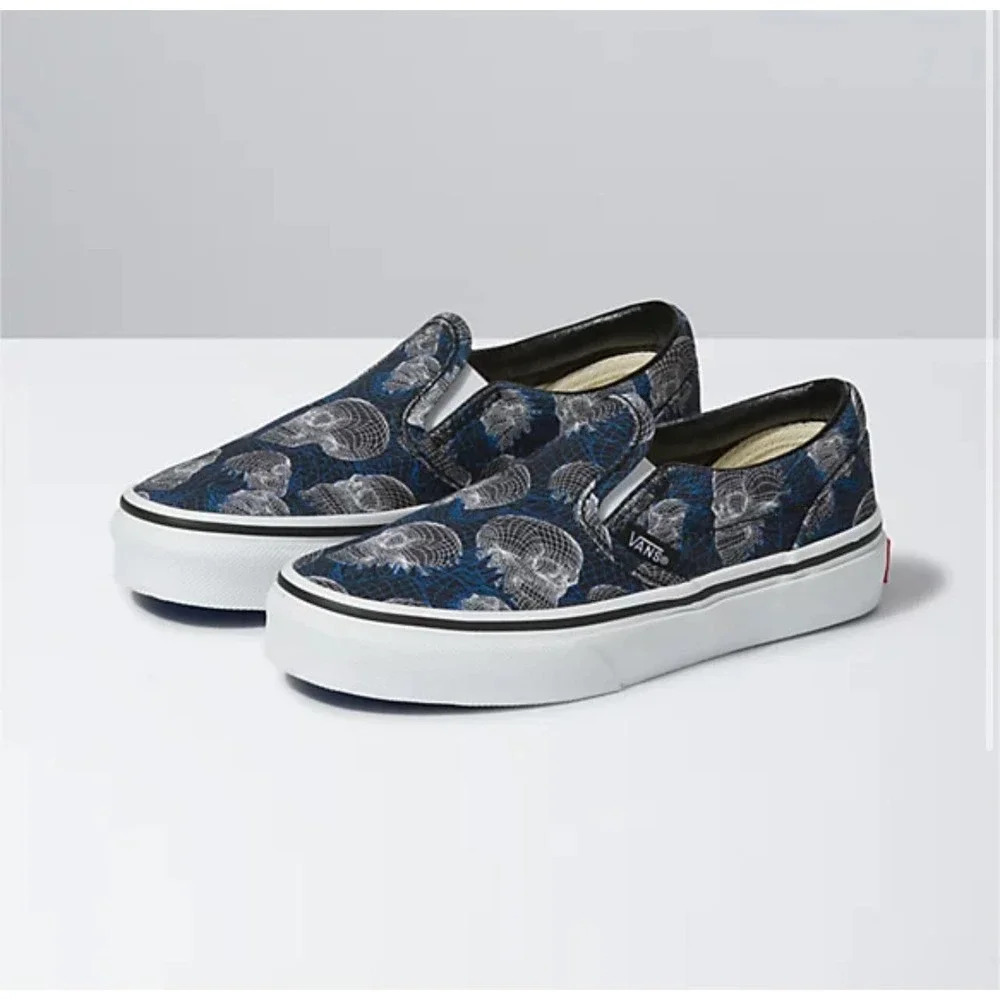 VANS Classic‎ Slip-On Unisex Skate Shoes Wireframe Skulls Women’s Size 6.0